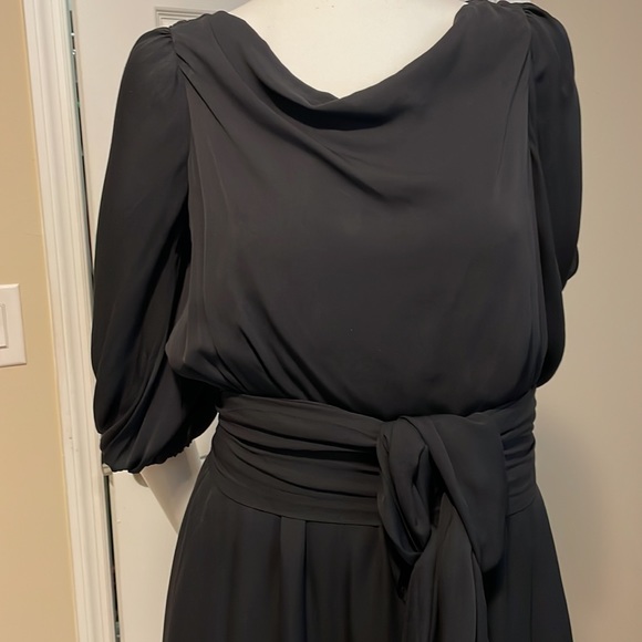 ALICE + OLIVIA BLACK SILK ABOVE THE KNEE COLD SHOULDER OPEN BACK DRESS size M - Picture 6 of 12